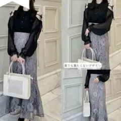 しまむら　rei コラボ　シフォン肩リボンブラウス　黒　LL XL 新品タグ付き