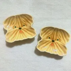 犬型 小皿 豆皿 陶器皿 茶色 2枚セット　かわいい