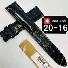 5201#24mm-20mmブラック★本物クロコダイルレザーベルト★スイス製 6023#20mm-16mmブラック☆レザーベルト☆クロコダイルスイス製 - メルカリ