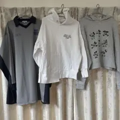 ホワイトパーカー、プリーツスカート、ワイドパンツセット　ニコアンドなど