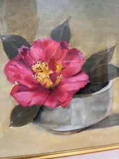 武石一胤 椿 絵画 油彩 額付 和モダン - メルカリ