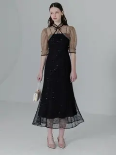 Leja スパンコールボタニカルマー メイドボレロ2WAY ワンピースドレスM
