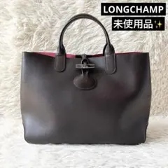 未使用✨LONGCHAMP ロンシャン　ロゾ　トートバッグ　レザー　茶色　ピンク