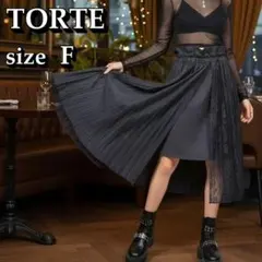 TORTE トルテ プリーツロングスカート F ブラック レース スリットのサムネイル