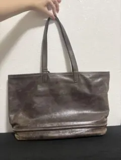 Zeha メンズ レザー トートバッグ ダークブラウン