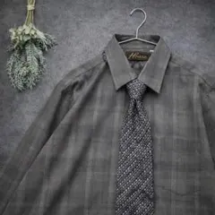 【コーデ売り】古着 柄シャツ ネクタイ セット ヴィンテージ チェック グレー