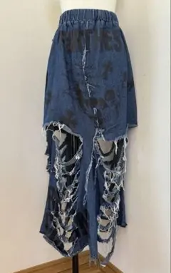 M.K.R ダメージデニムレイヤード風スカート