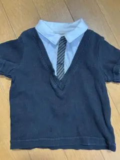 子供用 ネイビー Vネック トップス