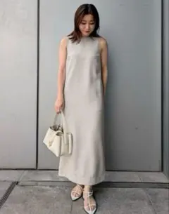 Mila OwenリネンライクアメスリＩラインマキシワンピース　黒