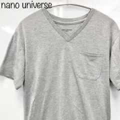 【nano universe】VネックTシャツ　半袖　ライトグレー　サイズ44