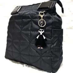 ハッピーフェイス キルティング リュック 2WAY 黒 軽量