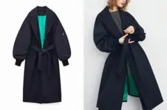 希少 ZARA ネイビー マッチングボンバーコート MA-1 マンテコ - メルカリ