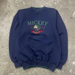 90s MICKEY & CO. 刺繍スウェット ネイビー ミッキー　US