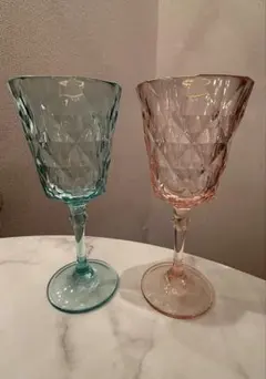 フランフラン Francfranc ワイングラス ピンク ブルー　2個セット