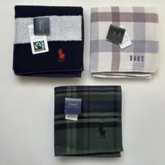 ポロラルフローレン•DAKS チェック柄タオルハンカチ 3枚セット