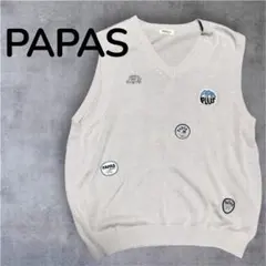 極美品】PAPAS PLUS パパスプラス Vネック ニットベスト - メルカリ