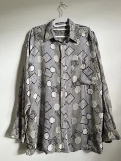 BASIC ELEMENTS/柄シャツ/M/L/レーヨン/ホワイト