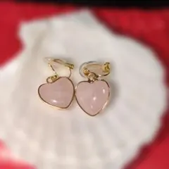 ローズクォーツ ハート型 イヤリング