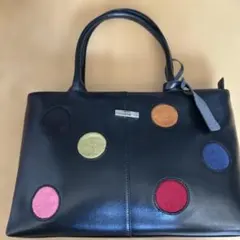 コムサ、デ、モード　カラフルドットデザイン レザーハンドバッグ