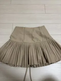 ベージュ プリーツ ミニスカート