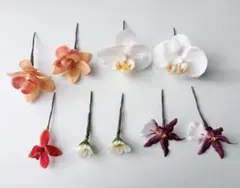 高級造花　ヘッドパーツ　アーティフィシャルフラワー　髪飾り　ホワイトオレンジ