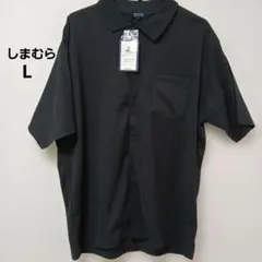開襟 半袖シャツ Lサイズ 黒 ポケット付き しまむら 揚柳縦しぼ ちりめんのサムネイル