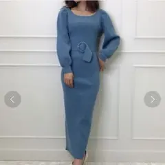 新品 eimy istoire タックボリュームスリーブタイトニットワンピース