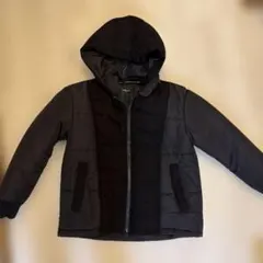 COMSAダウン　黒いフード付き中綿コート