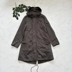 アタッチメント】ヒョウ柄裏地M-51モッズコート レッド L 古着 メンズ