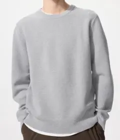 UNIQLO ウォッシャブルミラノリブクルーネックセーター　グレー　サイズＳ
