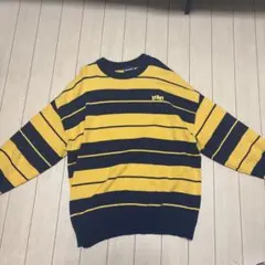 ストライプ クルーネックセーター ネイビー/イエロー　シティーボーイ