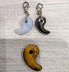 タイガーアイ・ブルーレースアゲート・ヘマタイト✮勾玉✮　パワーストーン　計３個