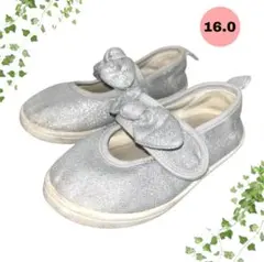 リボンキャンバスシューズ❤フォーマルシューズ　シルバーラメ　16.0　即購入可能