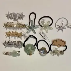 ヘアゴム　バレッタ　貝がら　ヒトデ　11点セット