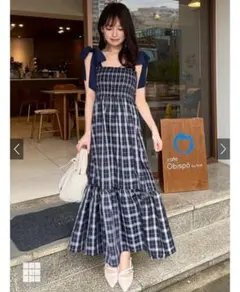 グレイル　リボンショルダーチェックフレアワンピース　新品未使用　タグ付き