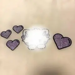 【特別価格】デコうちわ　デコパーツ　ストーン　紫　ハート