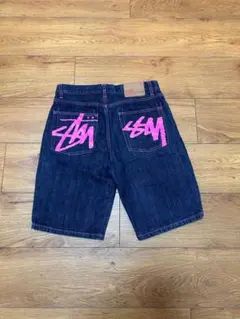 Stussyデニム ハーフパンツ ピンクロゴ