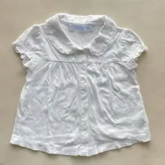 タルティエーヌエショコラ ホワイト フリル付き半袖シャツ 70-80cm