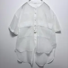 新品　アズノウアズピンキー　ホワイトシースルーボタンシャツ　シアー　フリーサイズのサムネイル