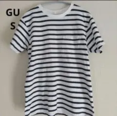 ジーユー GU メンズボーダークルーネックTシャツ 半袖 Sサイズ