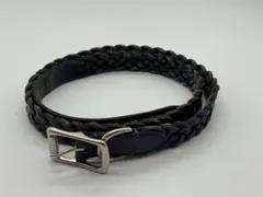 ポロラルフローレン 編み込み レザー ベルト size34 本革 ネイビー系