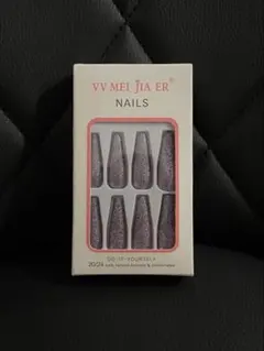 ネイルチップ ラメ きらきら 紫 ロング