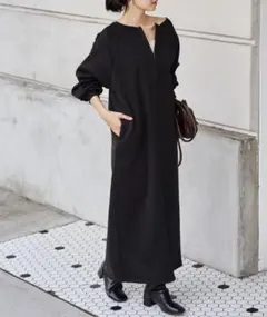 RANAN 裏起毛ハーフジップスウェットワンピース