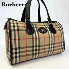 美品 バーバリー ボストンバッグ ノバチェック シャドーホース ホースロゴ