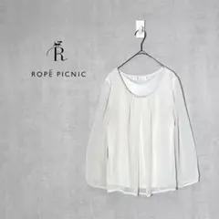 ロペピクニック　シフォンブラウス　シアー　パール　フェミニン　サイズM　ホワイトのサムネイル