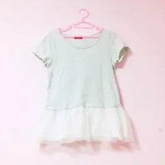 earth music＆ecology*美品*ベーシックレース切替Tシャツ