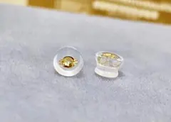 K18 catch silicone クリアプラスチック ゴールド ピアス