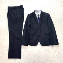 美品✨140cm スーツ　4点セット　黒　ストライプ　卒服