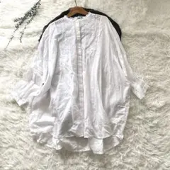 mizuiro indミズイロインド 白 ワイドチュニックレースシャツ ブラウス