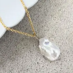 029 大粒バロックパールペンダントトップ20mmネックレス14kgf ゴールド